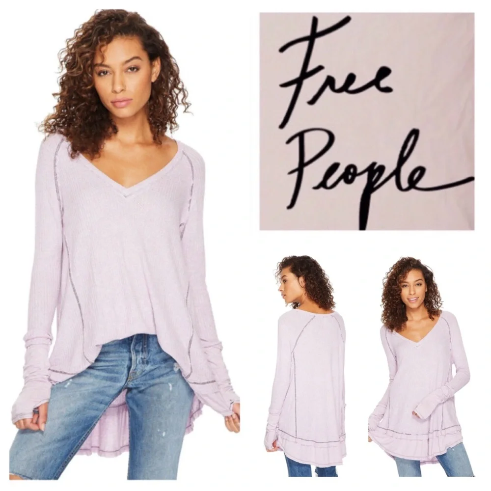 Free People We The Free Drippy Soft Lavender Laguna Thermal Top New